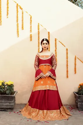 Red And Orange Lehnga