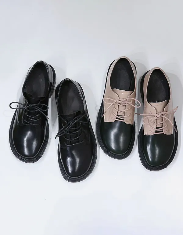 Round Head Handmade Vintage Leather Shoes