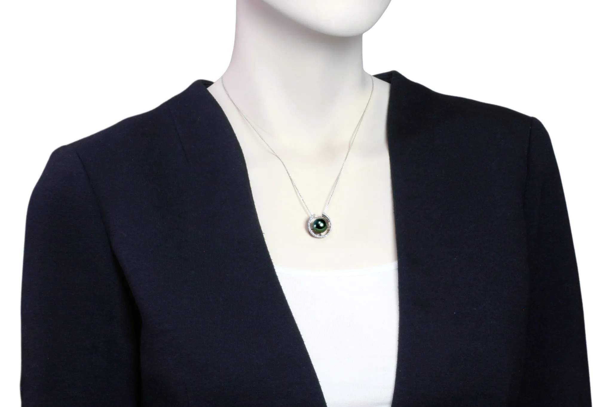 Tahitian pearl pendant in silver - dewdrops collection - PESZPE00064