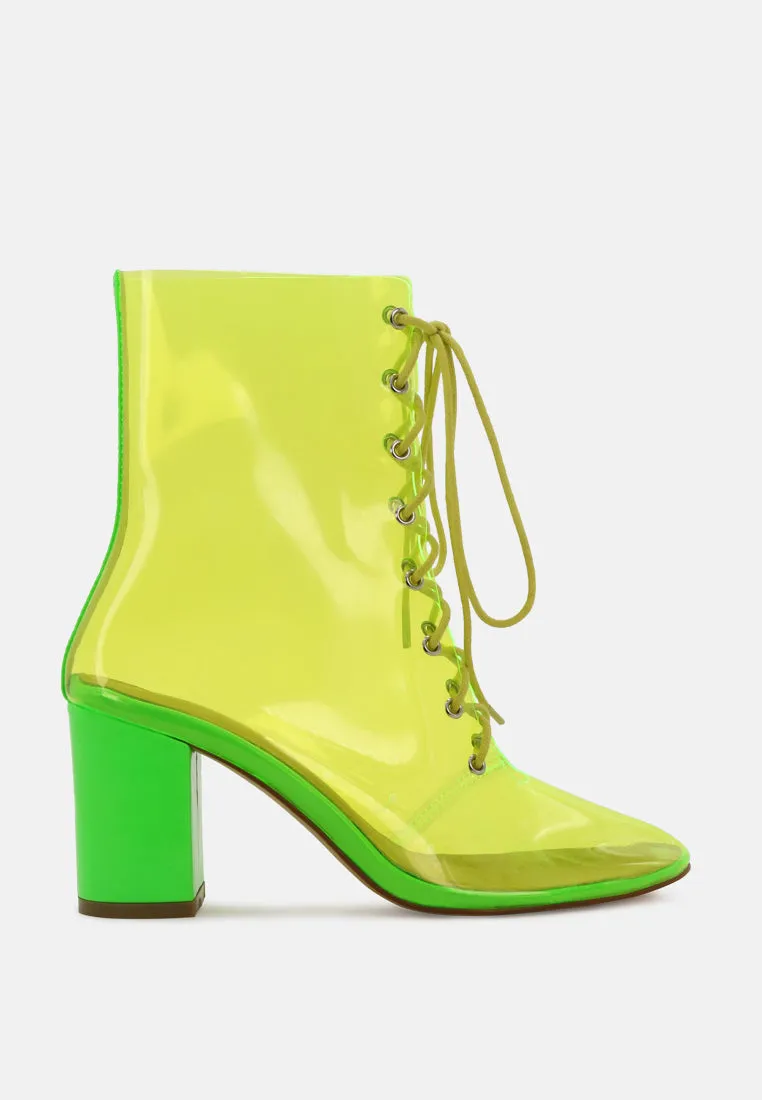 toni clear lace-up ankle boots with block heel