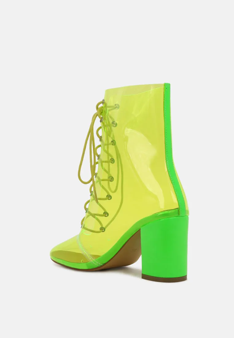 toni clear lace-up ankle boots with block heel