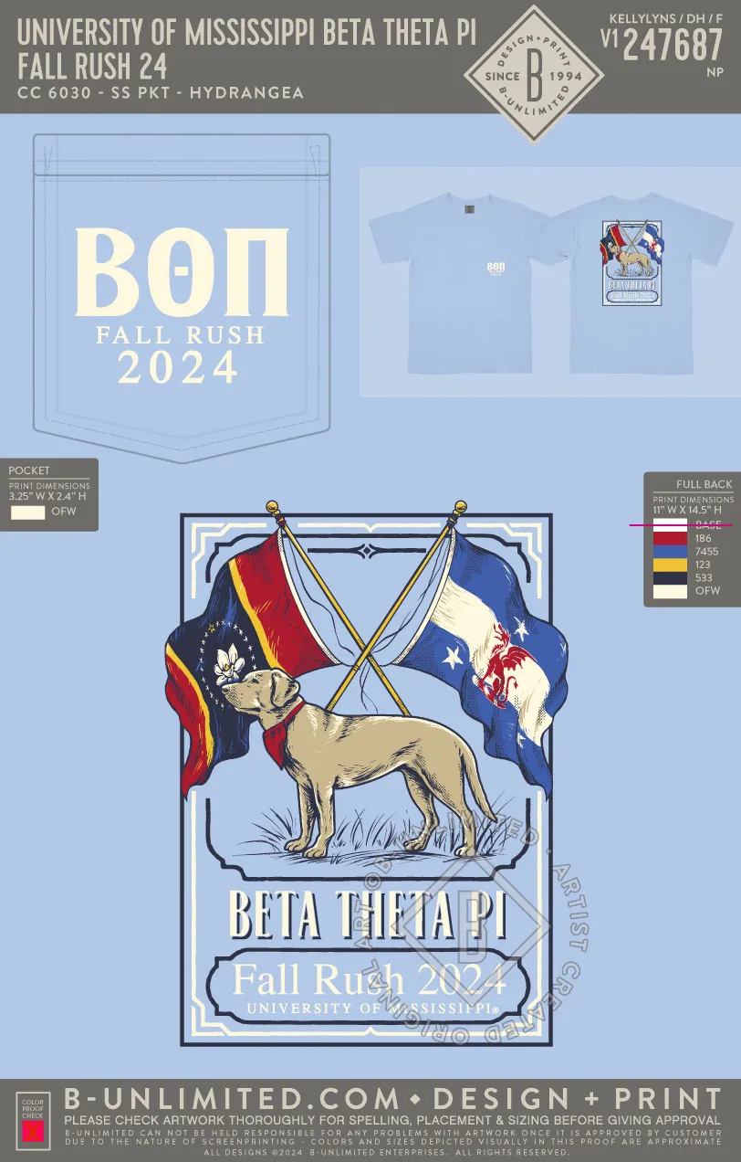 University of Mississippi Beta Theta Pi - Fall Rush 24 - CC - 6030 - SS Pocket - Hydrangea