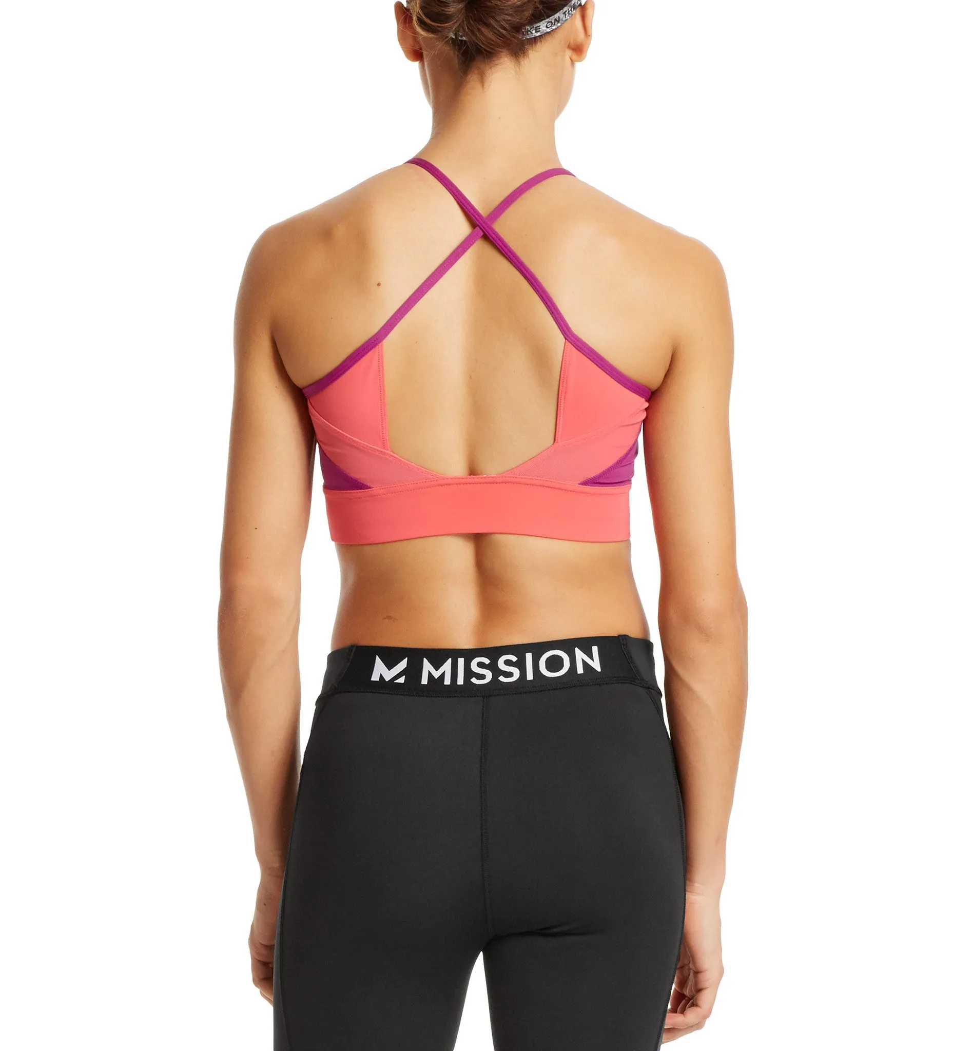 VaporActive Sensory Cross Back Medium Impact Sports Bra | Calypso Coral / Purple Wine