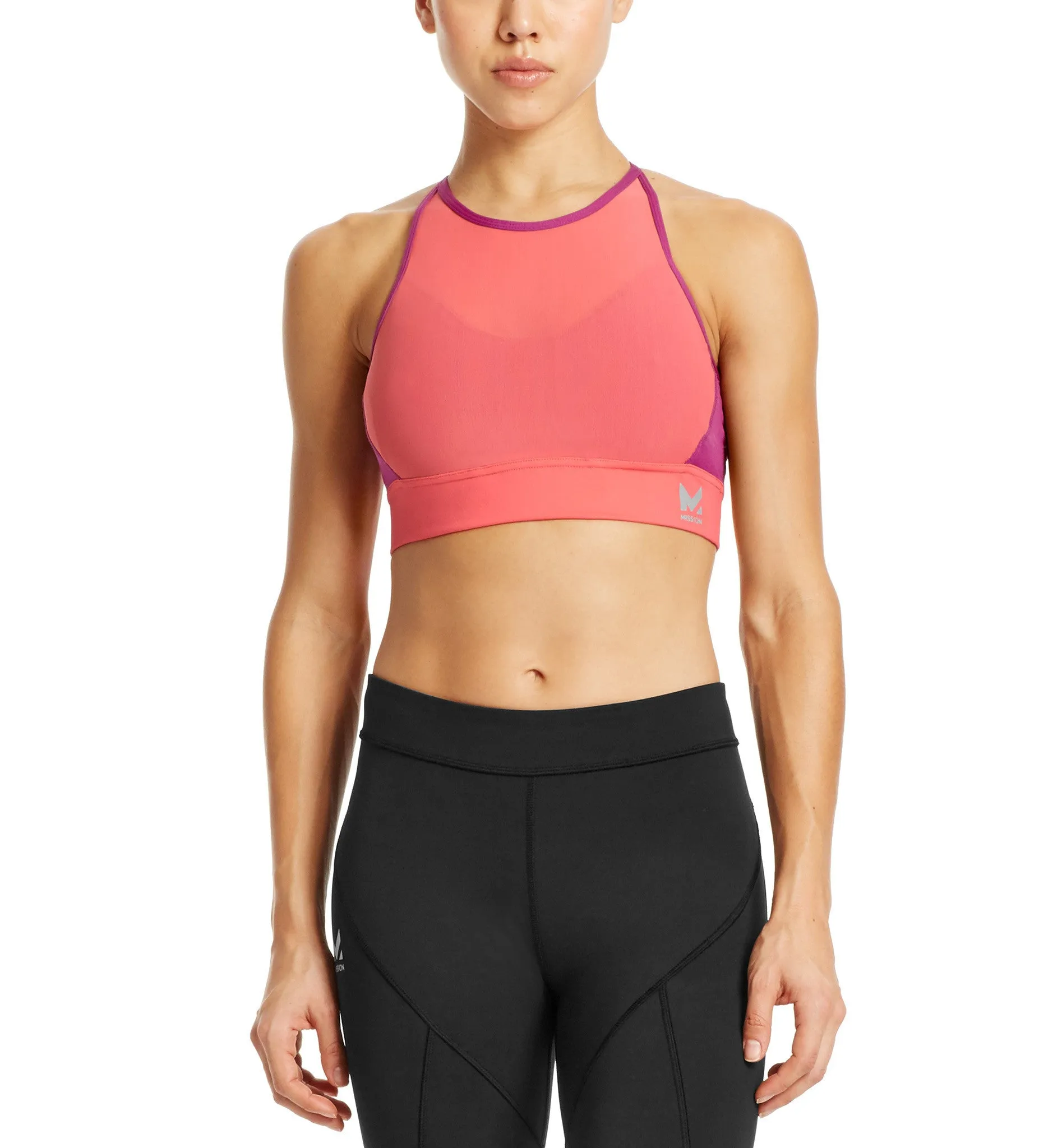 VaporActive Sensory Cross Back Medium Impact Sports Bra | Calypso Coral / Purple Wine