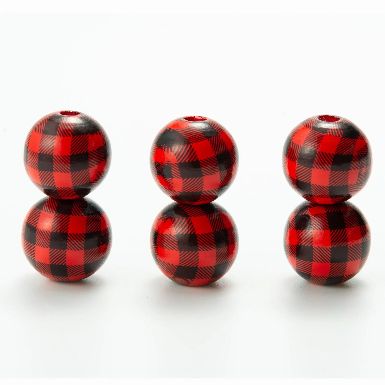 Wholesale 10pcs 14-20MM Plaid Color Wood Beads