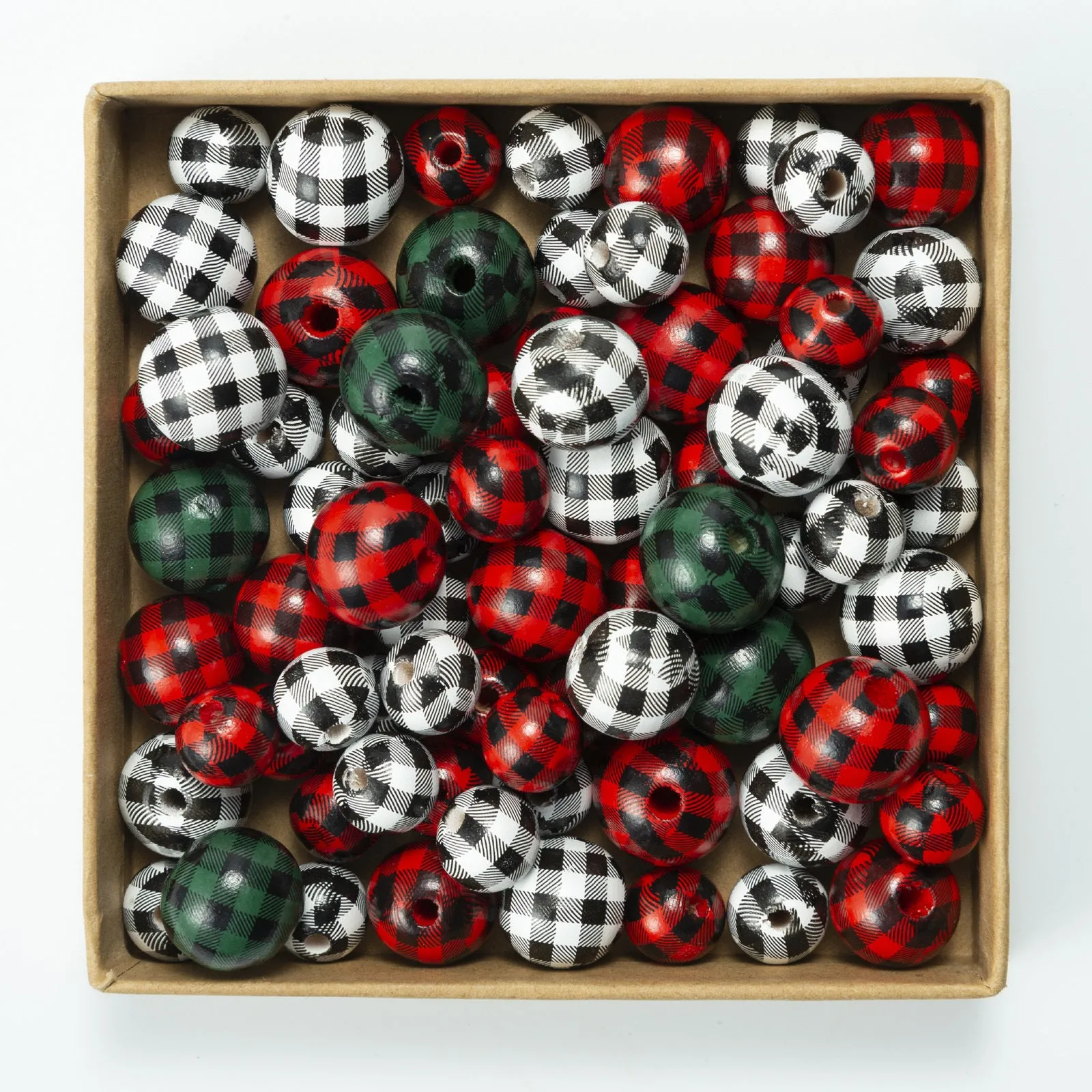 Wholesale 10pcs 14-20MM Plaid Color Wood Beads