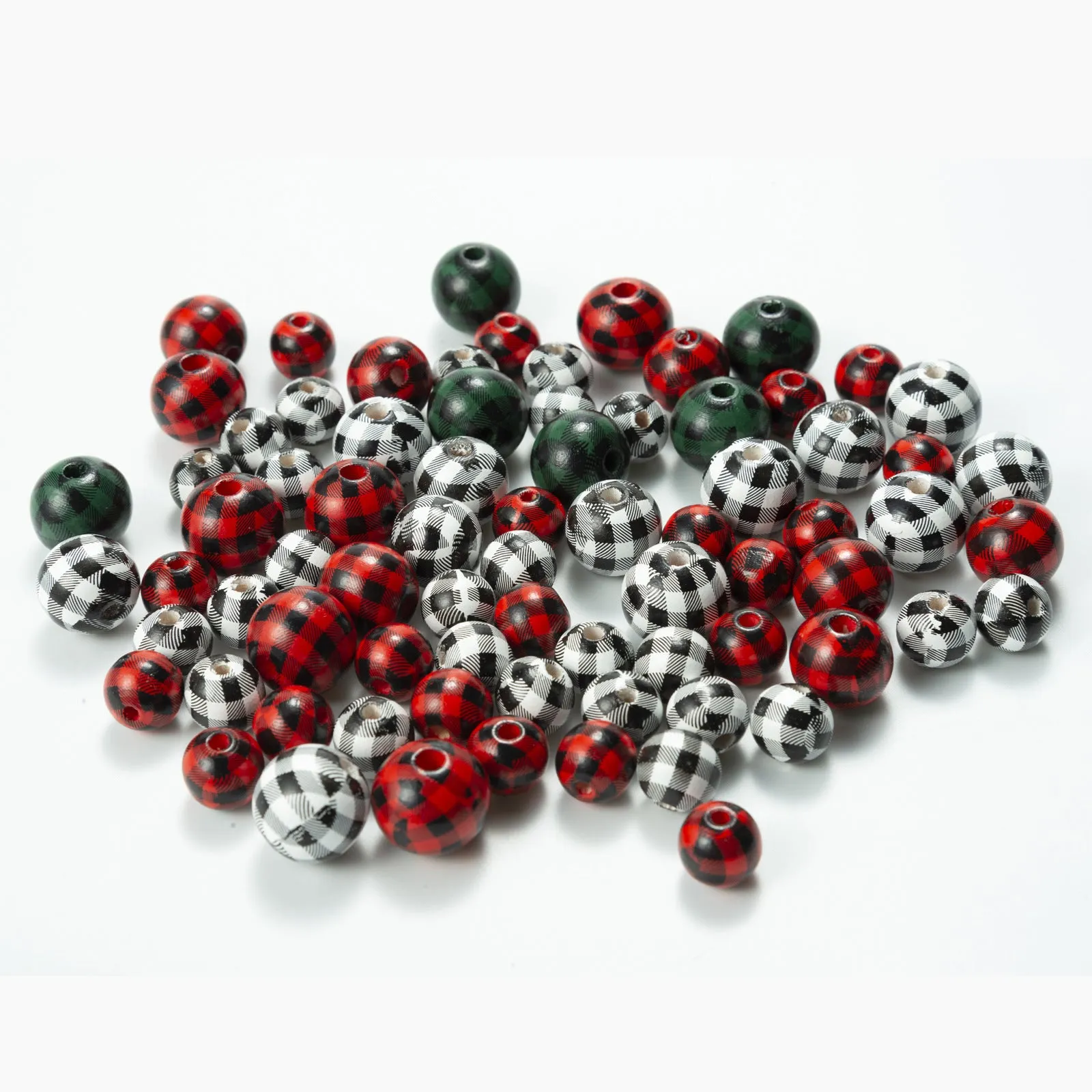 Wholesale 10pcs 14-20MM Plaid Color Wood Beads