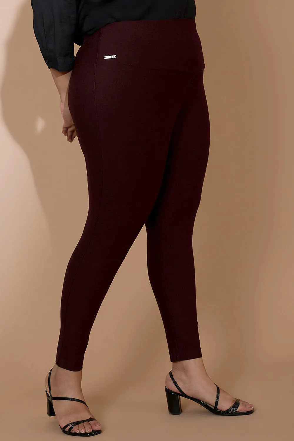 Wine Red Tummy Tucker Jeggings