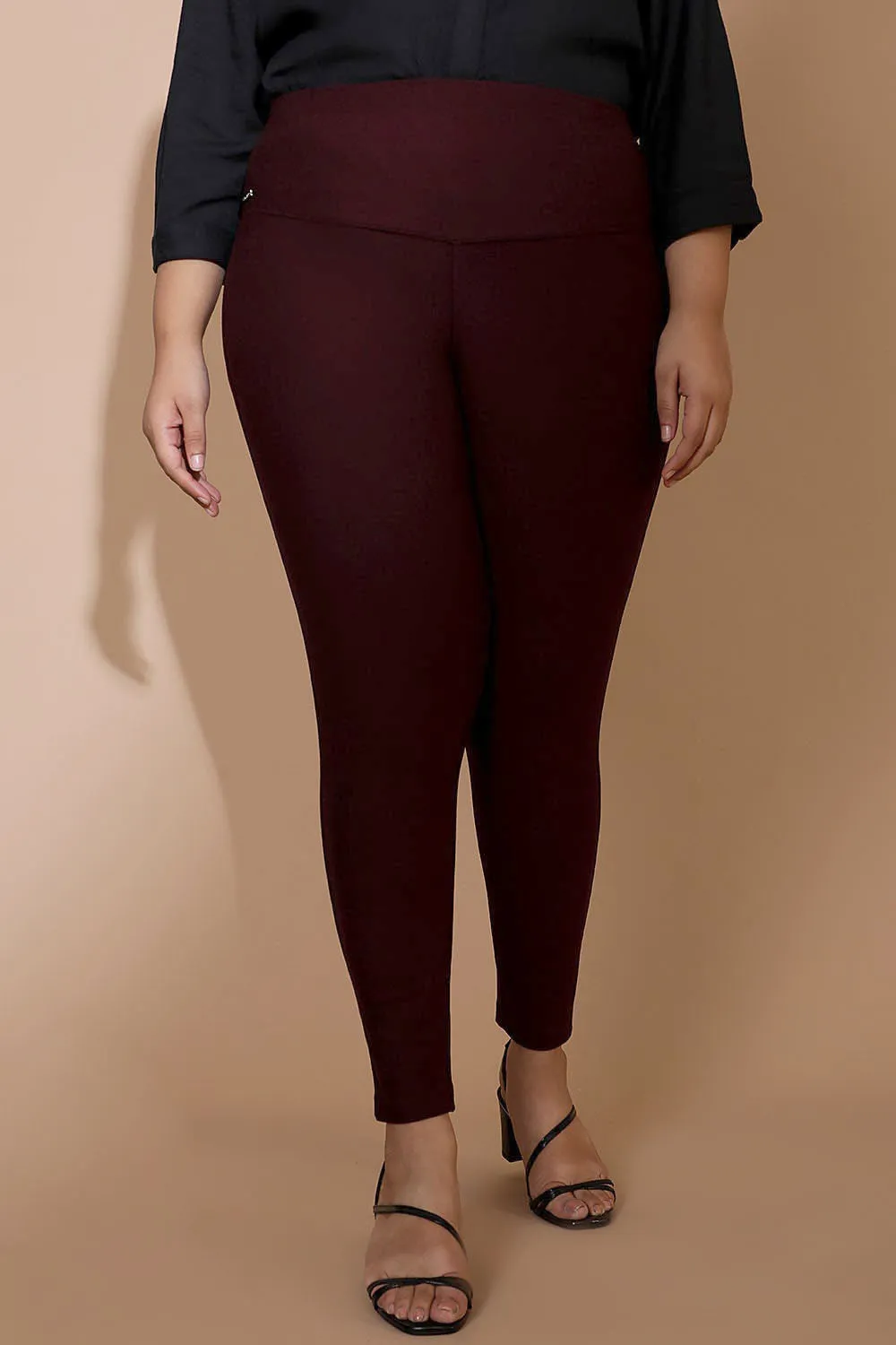 Wine Red Tummy Tucker Jeggings