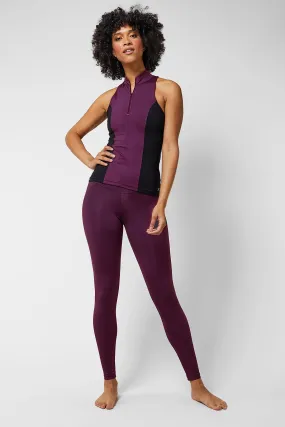 Zip Front Polo Top Black/Wine   Extra Strong Compression Tummy Control Sport Running Leggings Burgundy